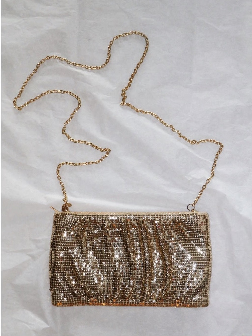 BCBGMaxAzria Gold Sequin Chain Clutch